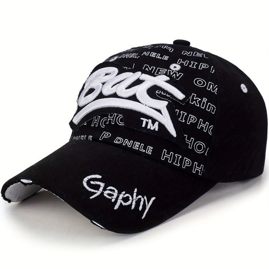 Boné de beisebol BAT rasgado estilo street style - 100% inspirado no hip hop com estampa de letras vibrantes, fecho snapback, disponível em várias cores, boné de beisebol