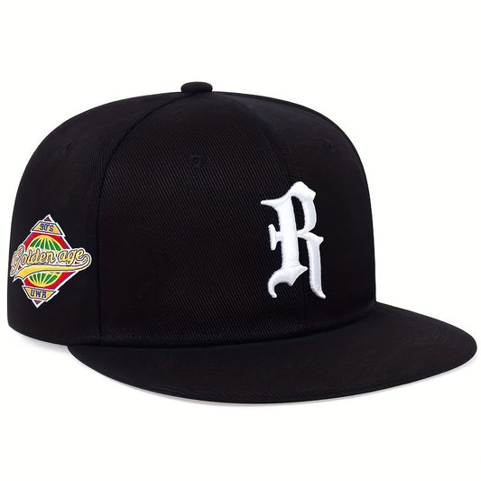 Boné de beisebol masculino com letra R, boné esportivo de hip hop, 1 peça